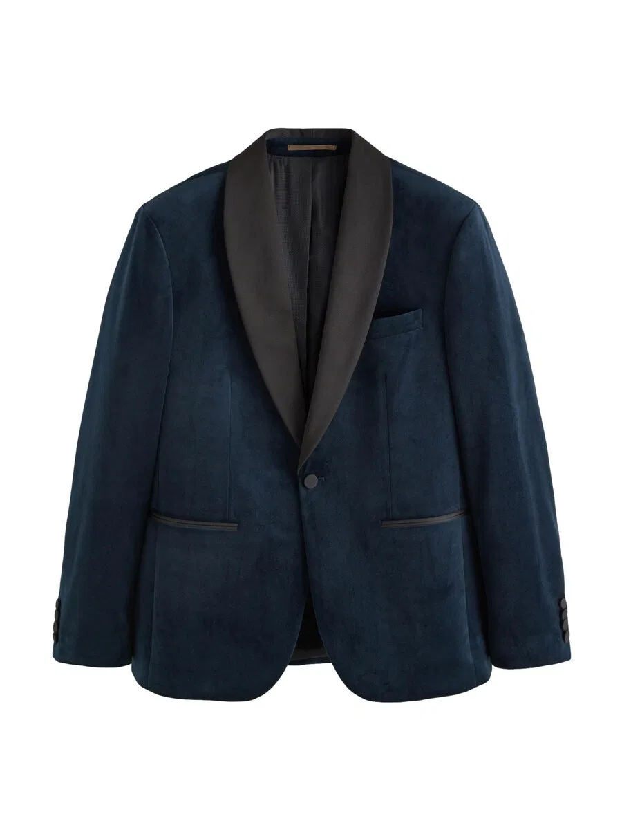 Пиджак Next Slim fit Suit Jacket 'Self' темно-синего цвета