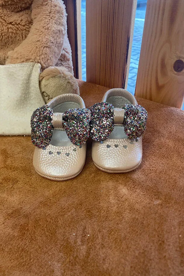 Детские тапочки для девочек из натуральной кожи Natural leather bobby salmon baby loafer Beybium, Salmon