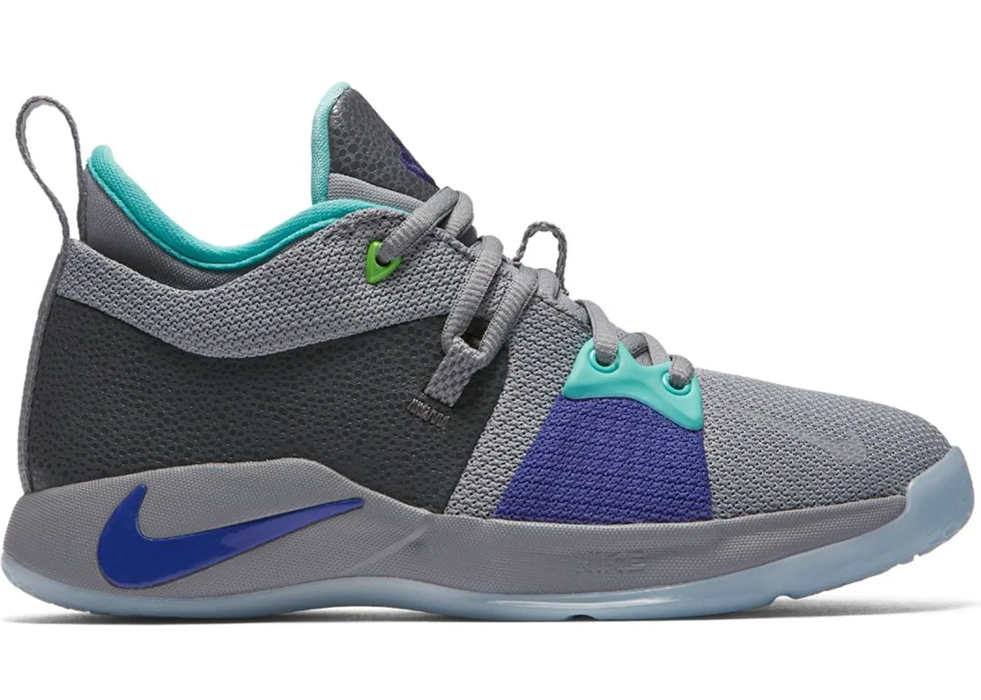 Детские кроссовки для мальчиков Nike PG 2, Pure Platinum/Neo Turquoise-Wolf Grey