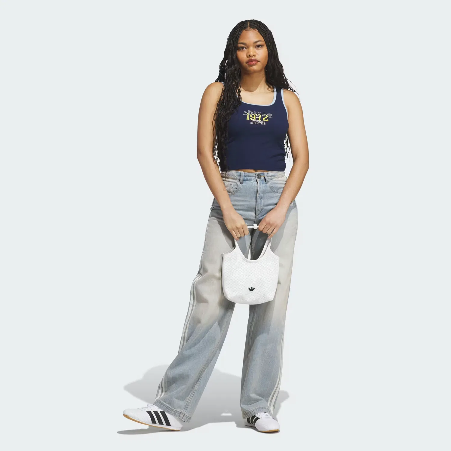 Женский топ с принтом Graphic Rib Adidas Originals, темно-синий индиго — фото 3