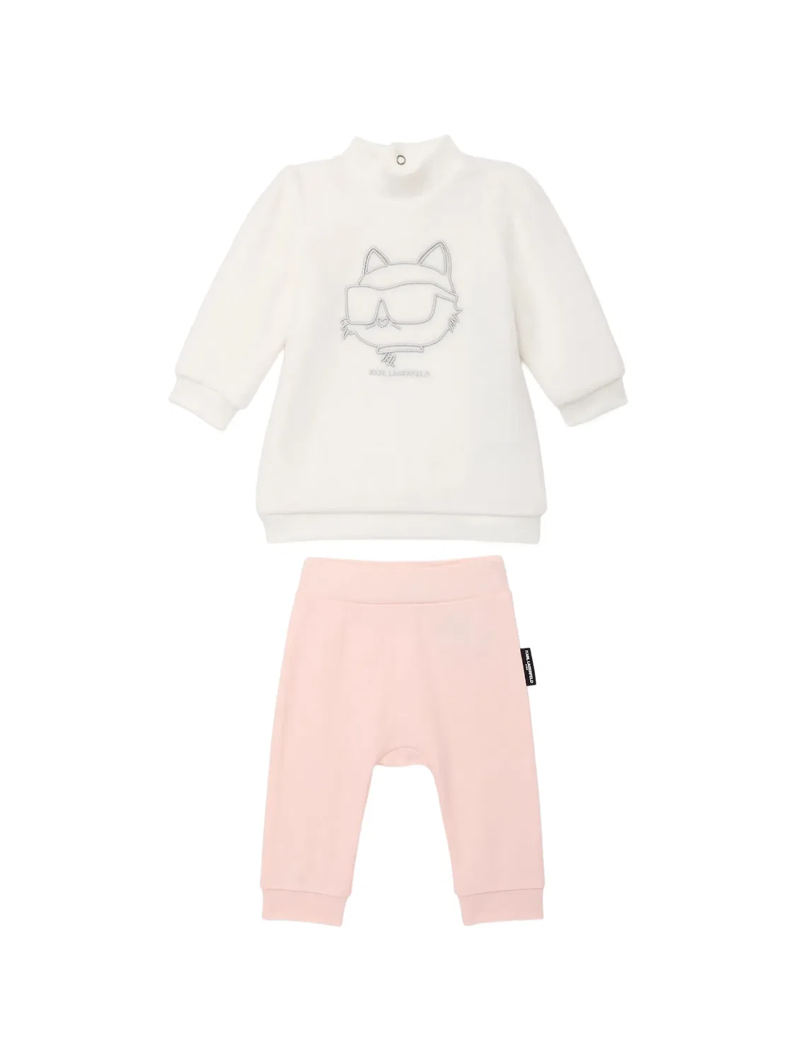 Комплект из платья и легинсов с вышивкой Ikon Choupette Karl Lagerfeld Kids, белый