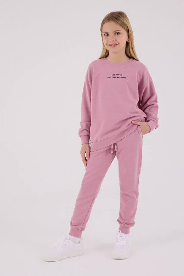 Детский комплект из футера для девочек с принтом Rolypoly, Pink — фото 2