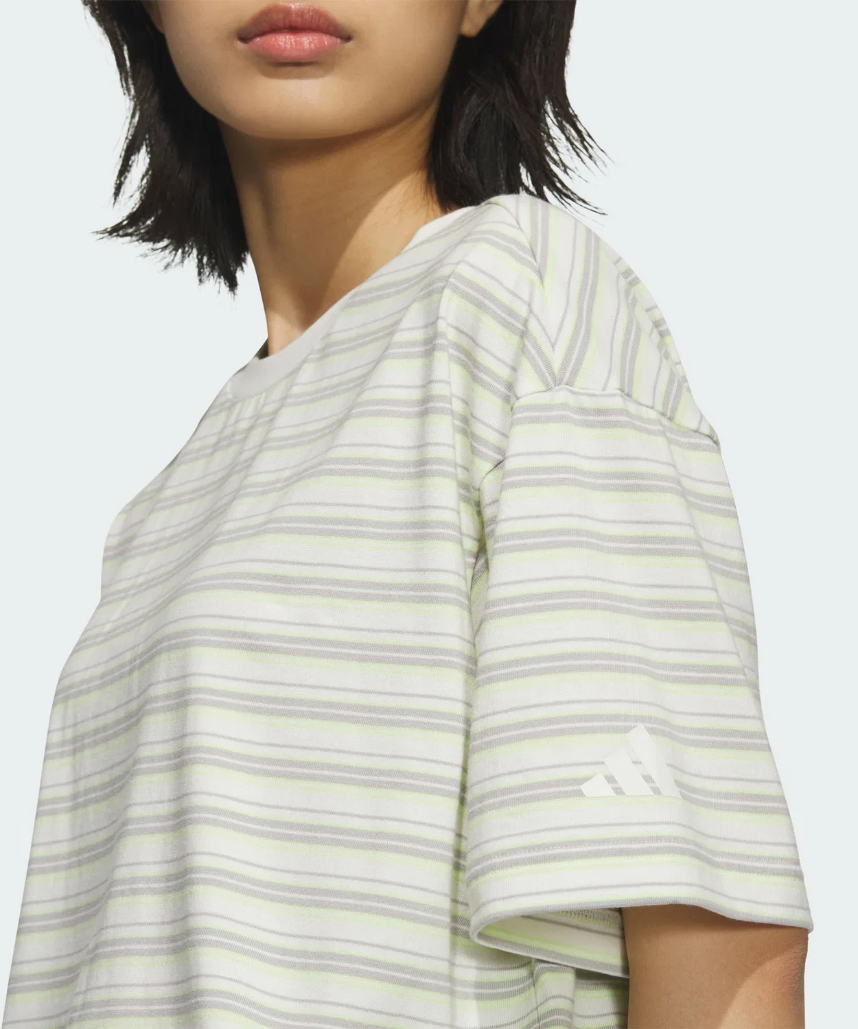 Женская футболка оверсайз с мульти-полосками Stadium Chrome Multi Stripe Adidas, Белый — фото 4