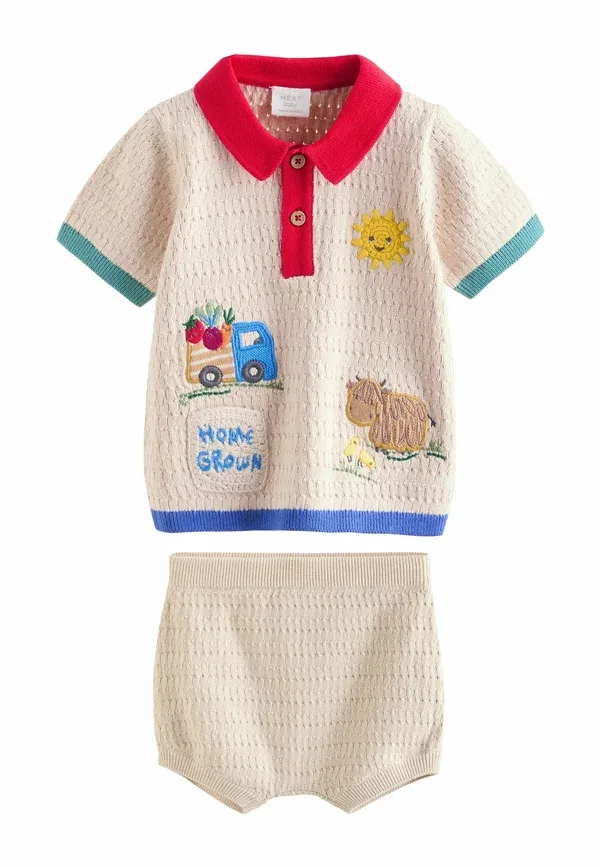 Комплект: кардиган и брюки из хлопка Set, Next, Neutral Bright Farm