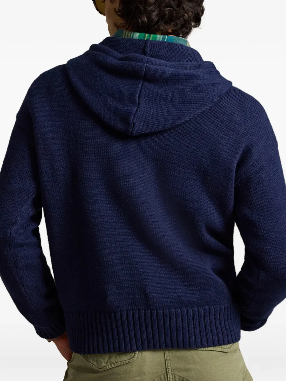 Худи, связанное в технике интарсии Polo Ralph Lauren, синий — фото 4
