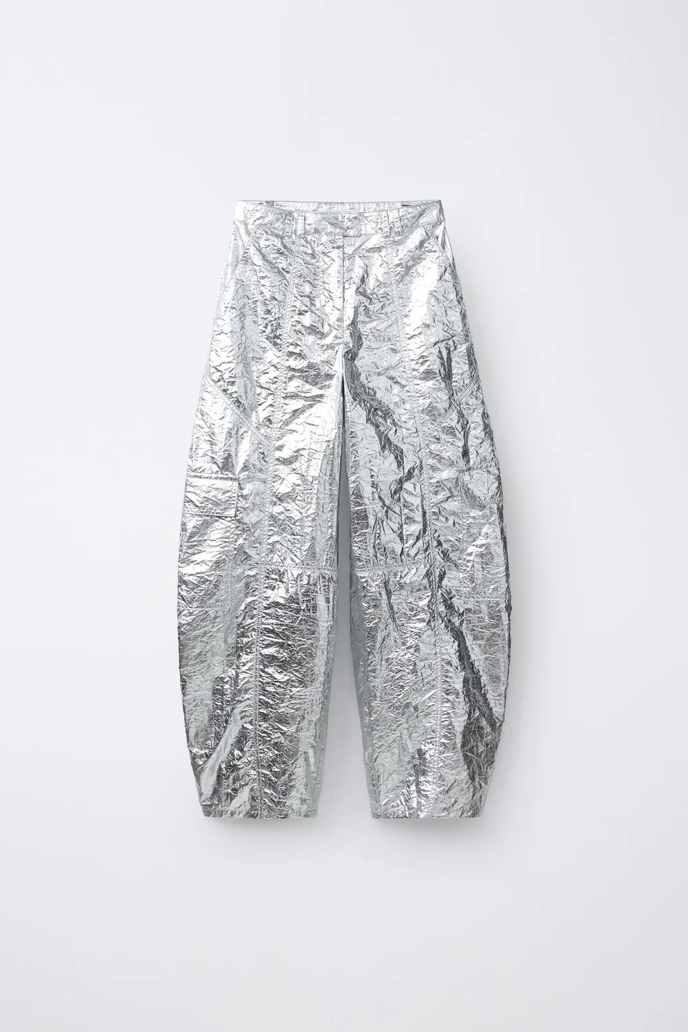 МЕТАЛЛИЧЕСКИЕ БРЮКИ С СТВОЛОМ ZARA, Silver