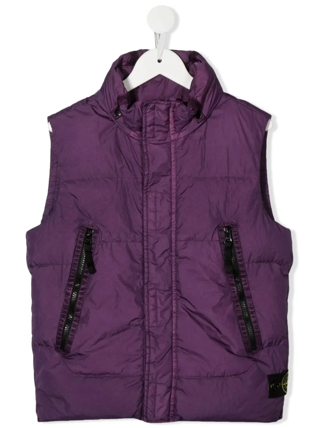 Жилет с капюшоном из перьевого пуха Stone Island, фиолетовый