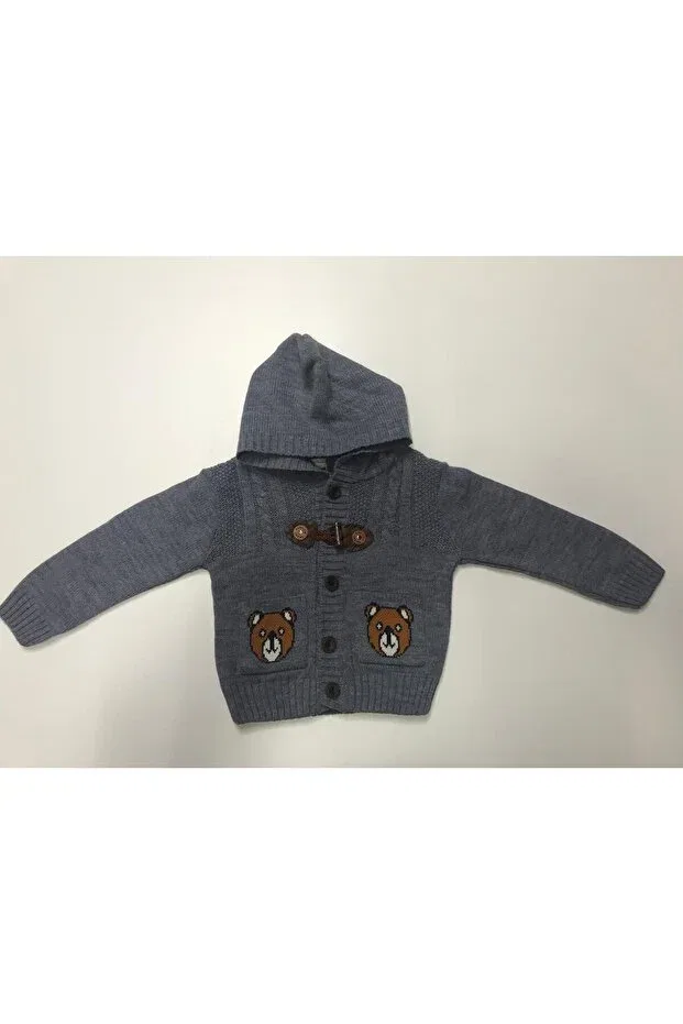 Детский кардиган для мальчиков с принтом Winter Knitwear Bear Patterned Baby Slon Kids Clup, Indigo