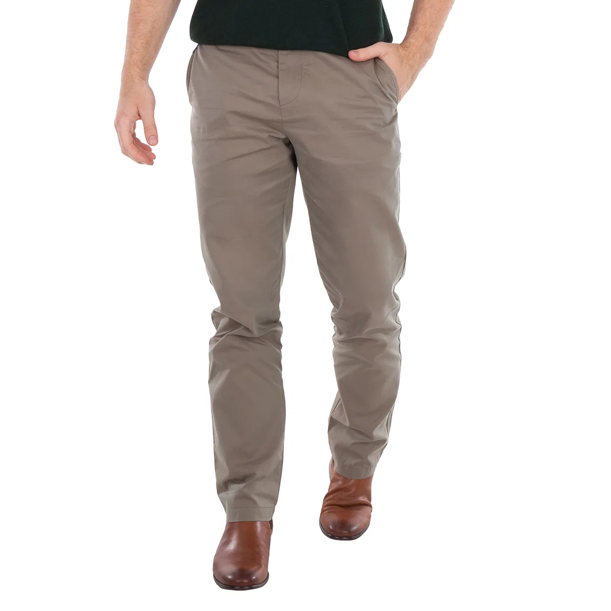 Брюки прямого кроя со средней посадкой Mid Rise Straight-Leg Cotton Trousers Burberry, Tent