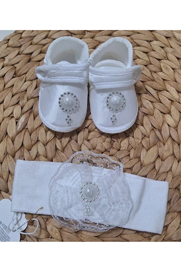 Детские для девочек пинетки с кружевом Biyan Collection, White-2