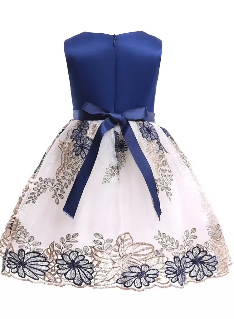 Платье нарядное с длинным рукавом Best Gift Fashion, синее — фото 3