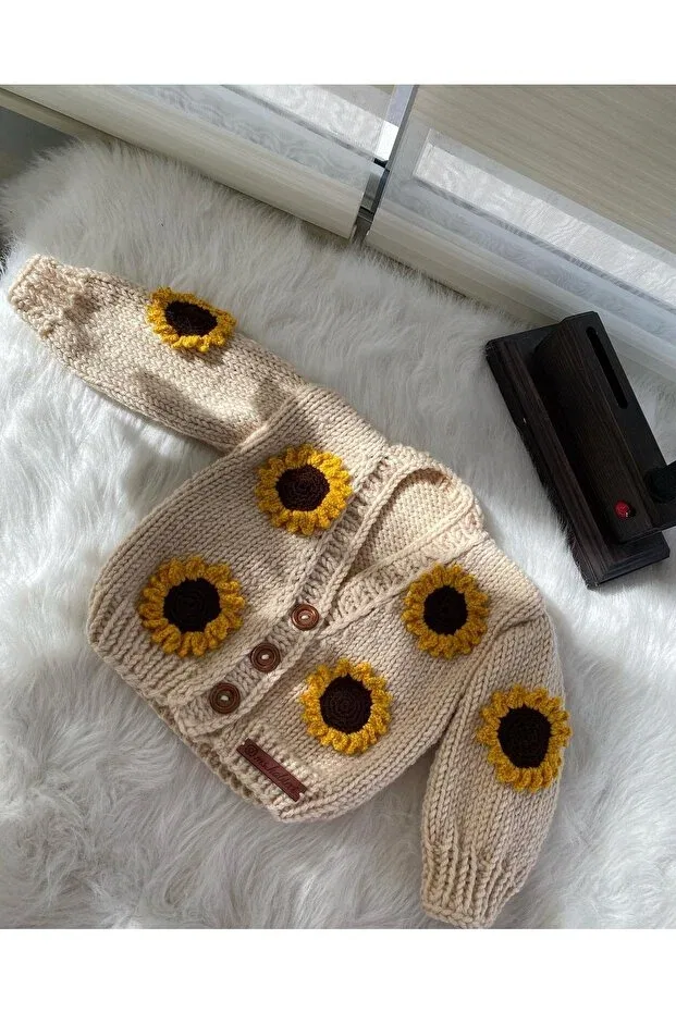 Детский кардиган с принтом Sunflower El Emeği, Honey Color