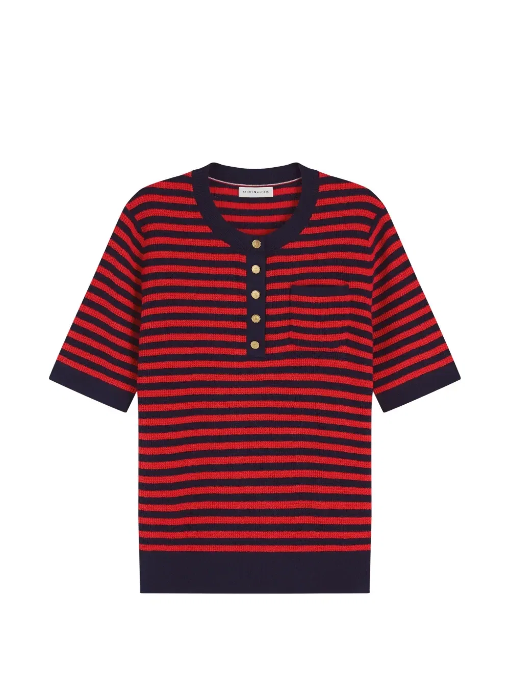 Полосатый свитер с короткими рукавами Tommy Hilfiger, красный