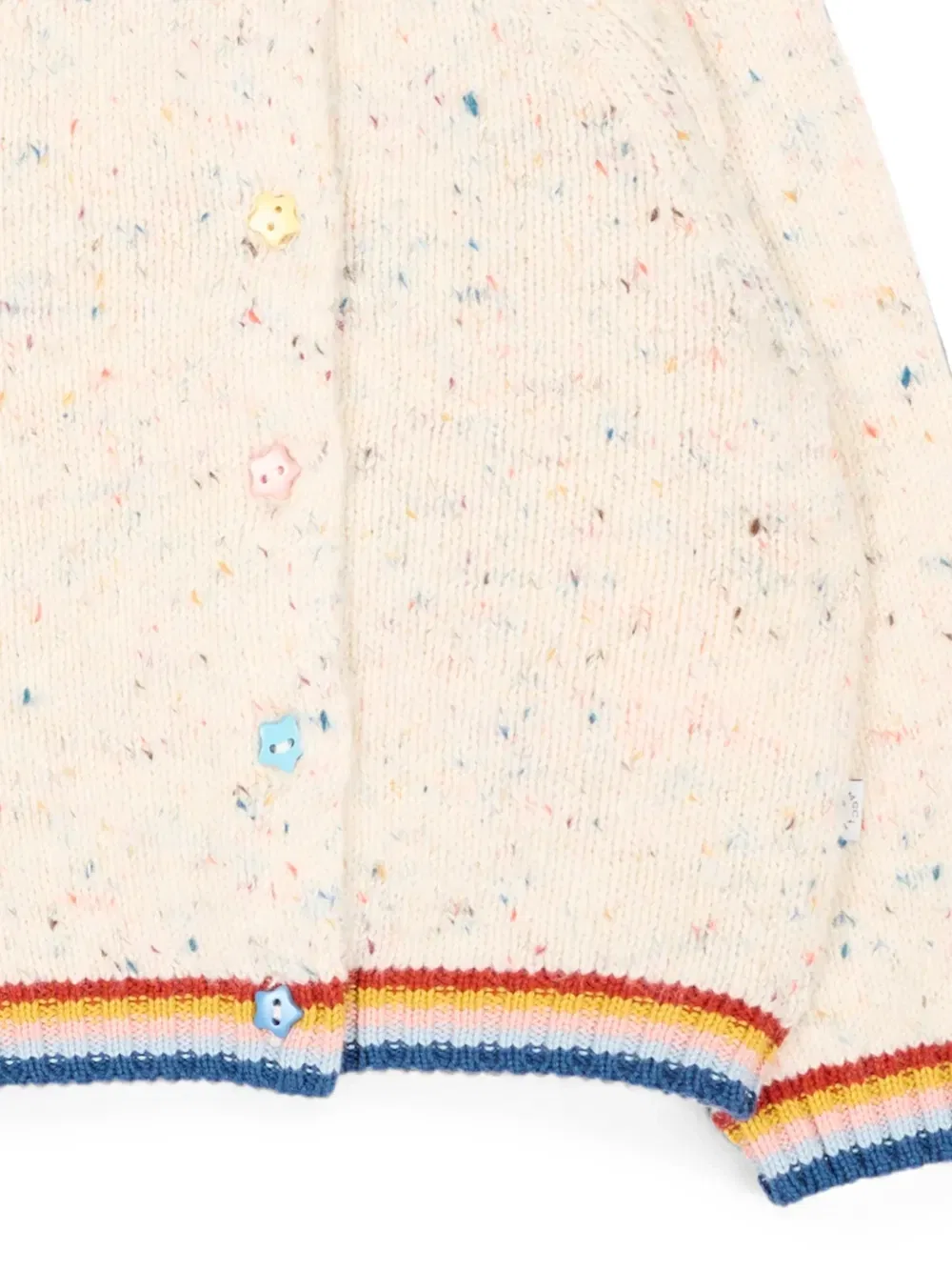 Кардиган из смеси пряжи с воротником в полоску Stella Mccartney Kids, бежевый — фото 3