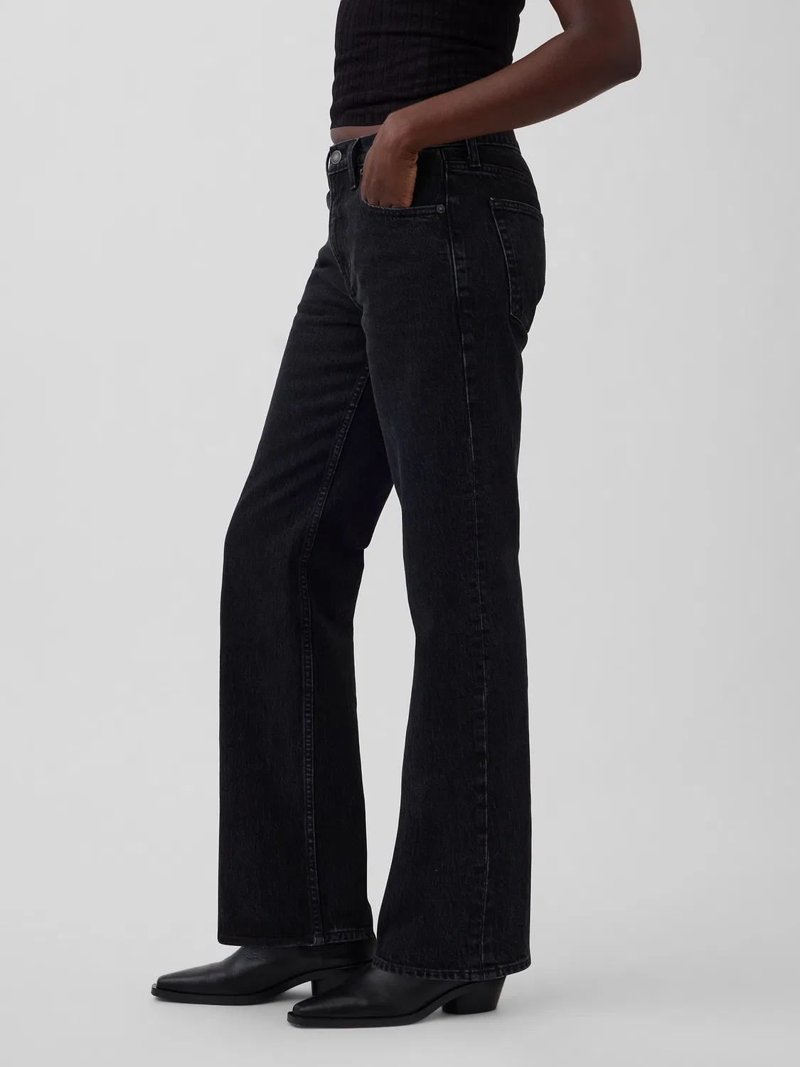 Джинсы прямые свободные Mid Rise Relaxed Straight Gap, черный — фото 3