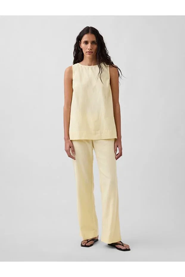 Женские брюки широкие льняные Gap, Yellow-000