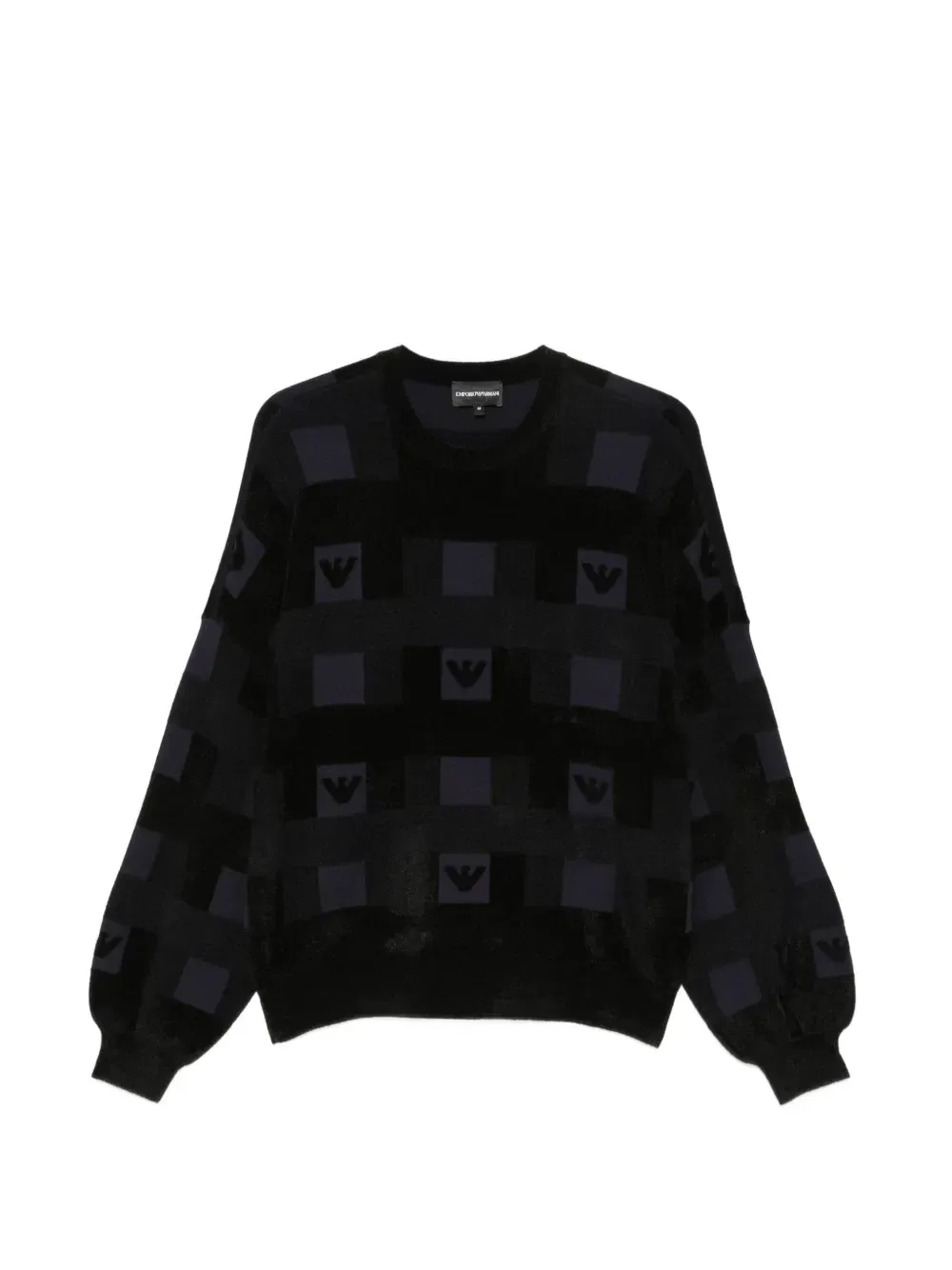 Джемпер из синели с логотипом EMPORIO ARMANI, черный
