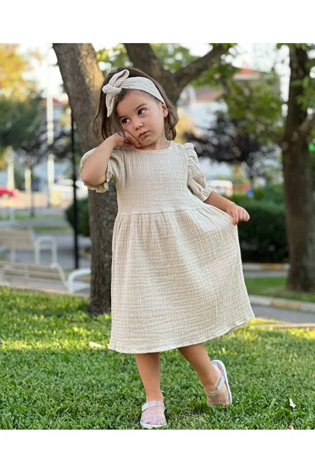 Детское платье для девочек хлопковое Süslüm Kids, Stone