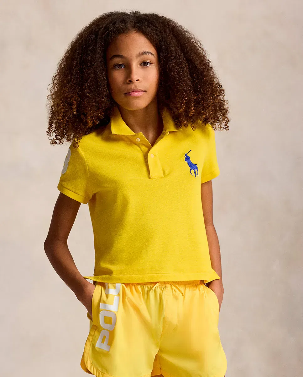 Детское поло для девочек из хлопка с эластаном Big Pony Polo Ralph Lauren, Amarillo