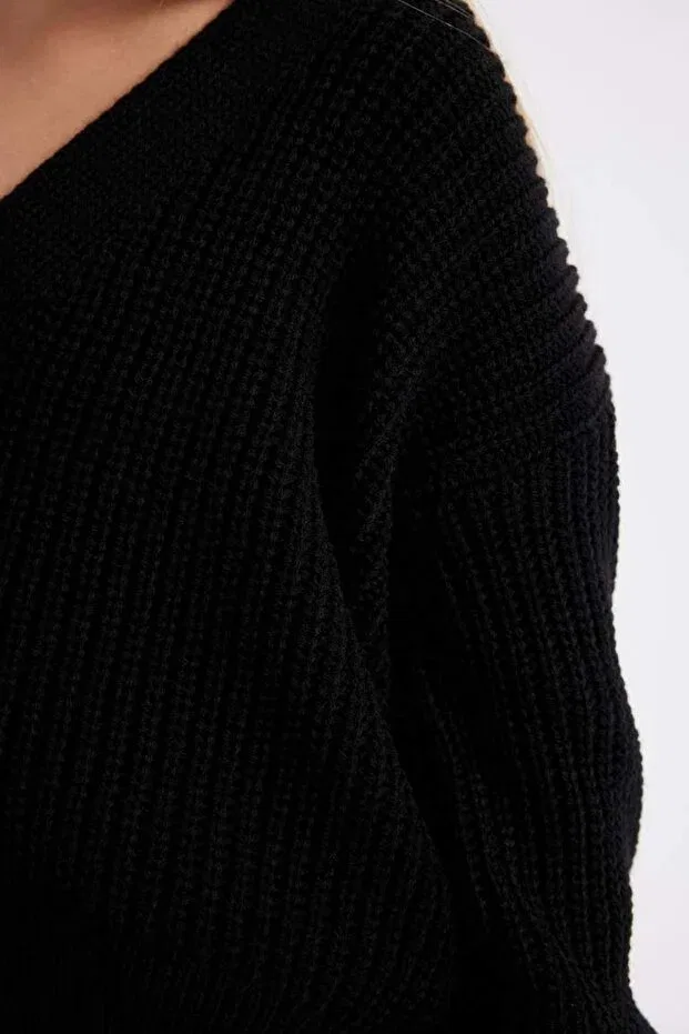 Детский кардиган для девочек с длинным рукавом Basics Defacto, Black — фото 4
