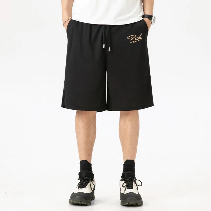 Детские шорты быстросохнущие с сетчатым материалом MINISO, Black With Gold Sparkling Pants Logo — фото 3