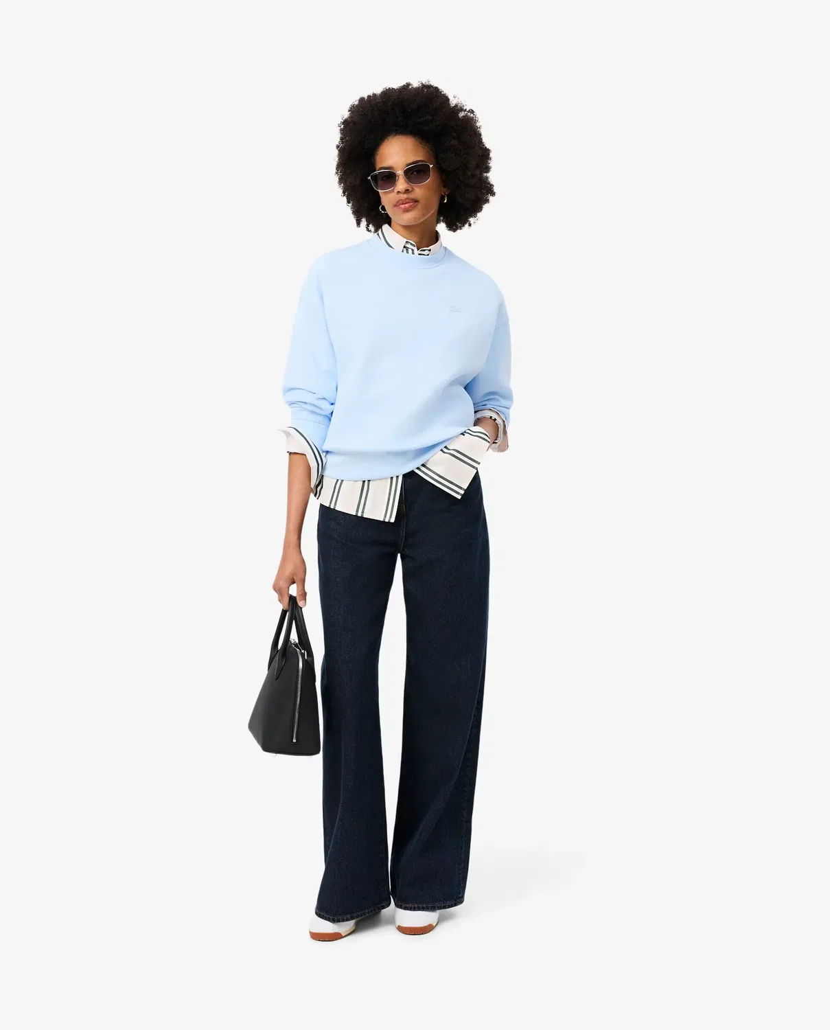 Свитшот женский Lacoste Azul Claro оверсайз из двойного трикотажа — фото 4