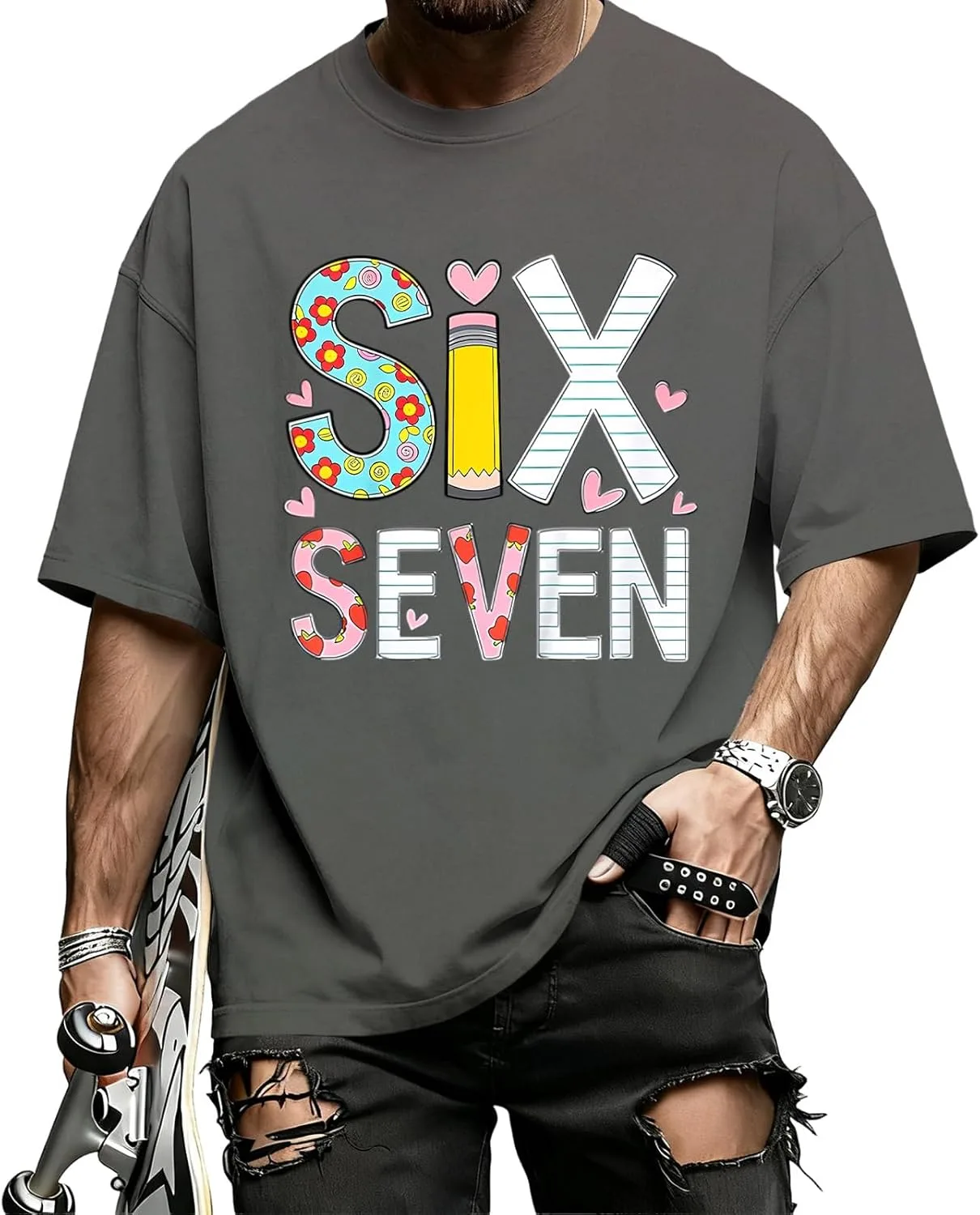 Футболка Six Seven | Crewneck Printed — мужская, короткий рукав, свободный крой