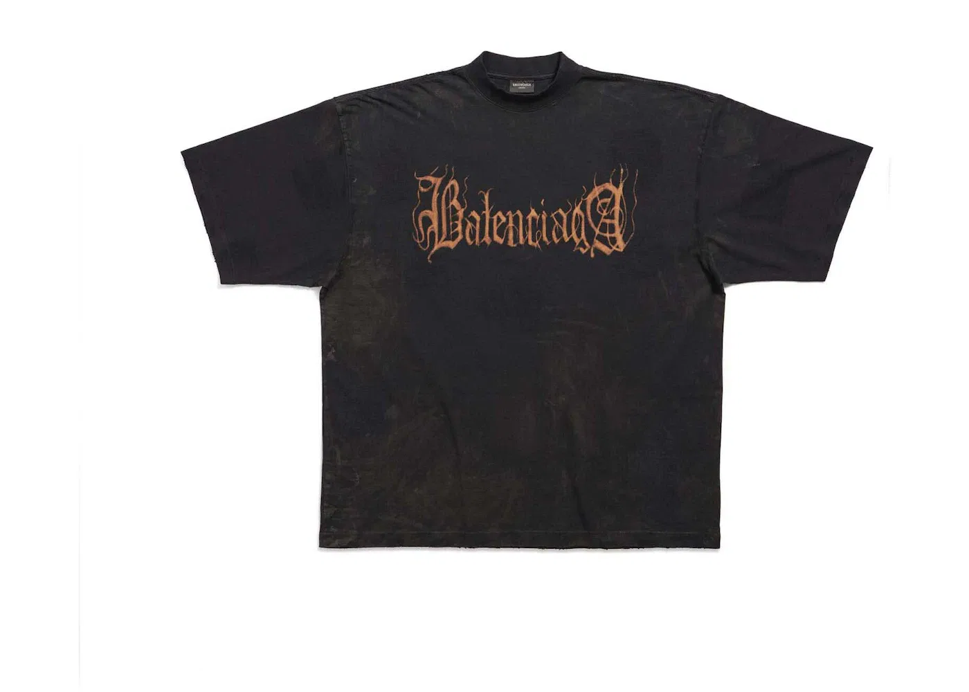 Мужская футболка с принтом Heavy Metal Large Fit Balenciaga, Black Faded