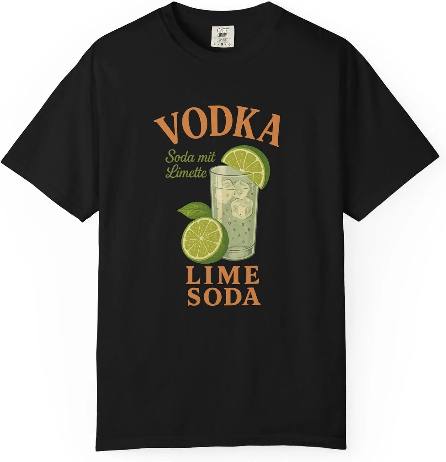 Футболка с ретро-принтом Vodka Lime Soda Comfort Colors, Black