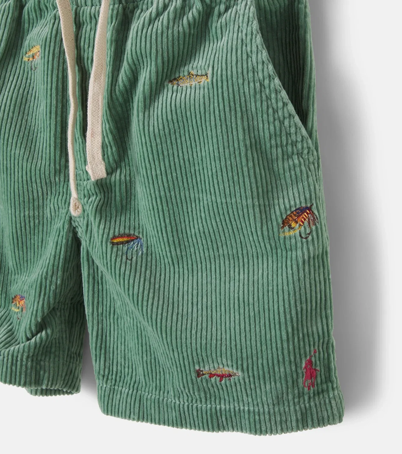 Шорты хлопковые с вышивкой Polo Ralph Lauren Kids, зеленый — фото 4