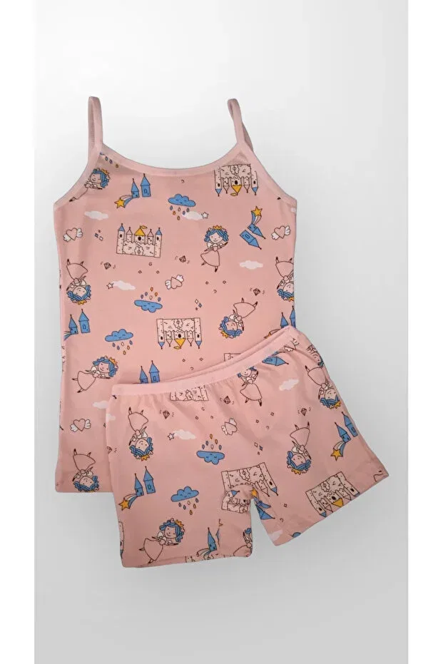 Детский комплект для девочек хлопковый Elmas kids cotton princess castle cloud patterned girls' printed athlete boxer set Fil Kids, Orange — фото 2