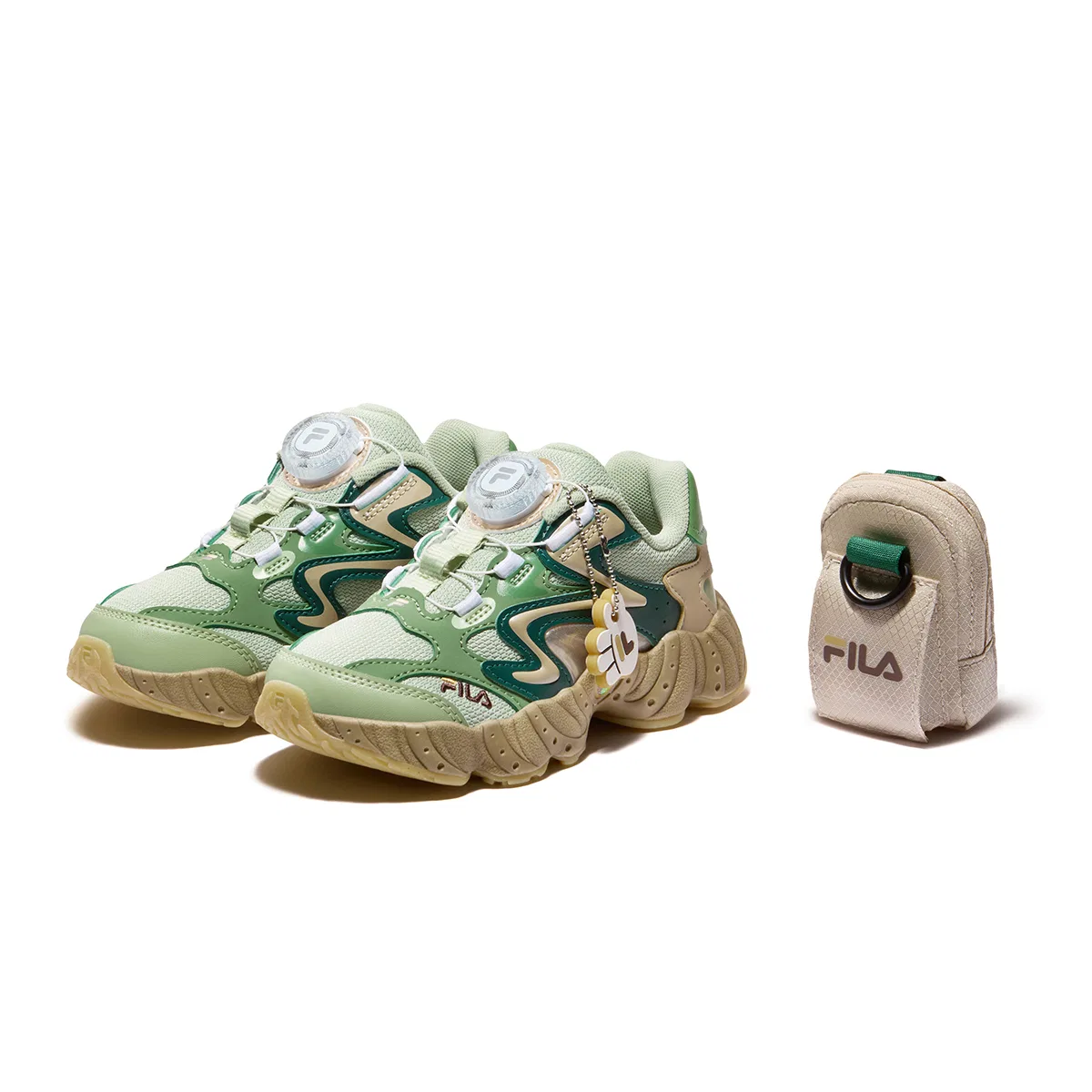 Детские кроссовки с ретро-дизайном FILA KIDS, Celadon Green/Rough Rice — фото 4