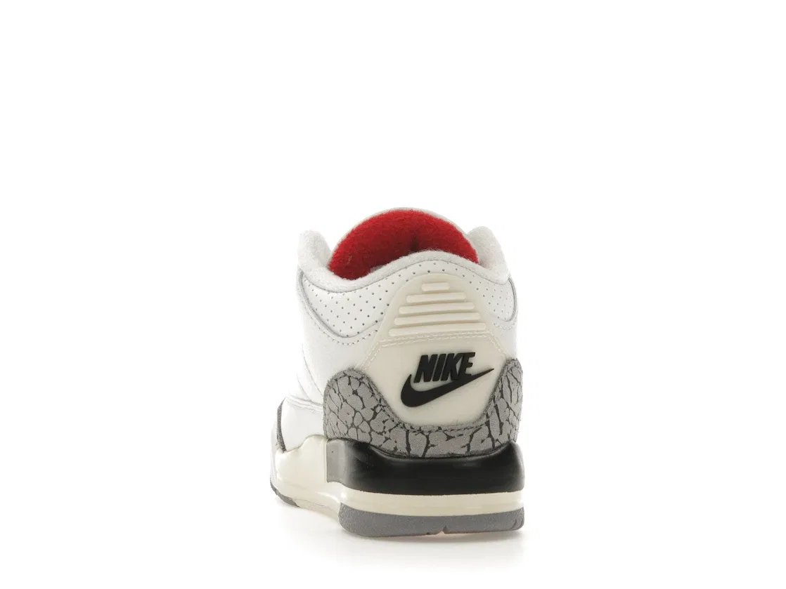 Детские кроссовки с кожаным верхом Jordan 3 Retro, Summit White Fire Red Black Cement Grey — фото 4