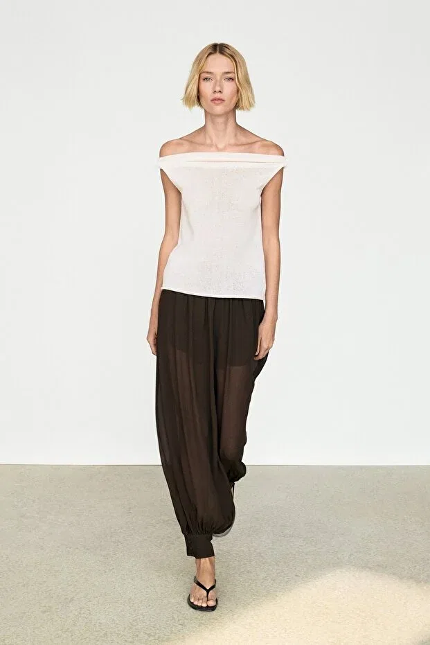 Женский топ без рукавов Massimo Dutti, Natural