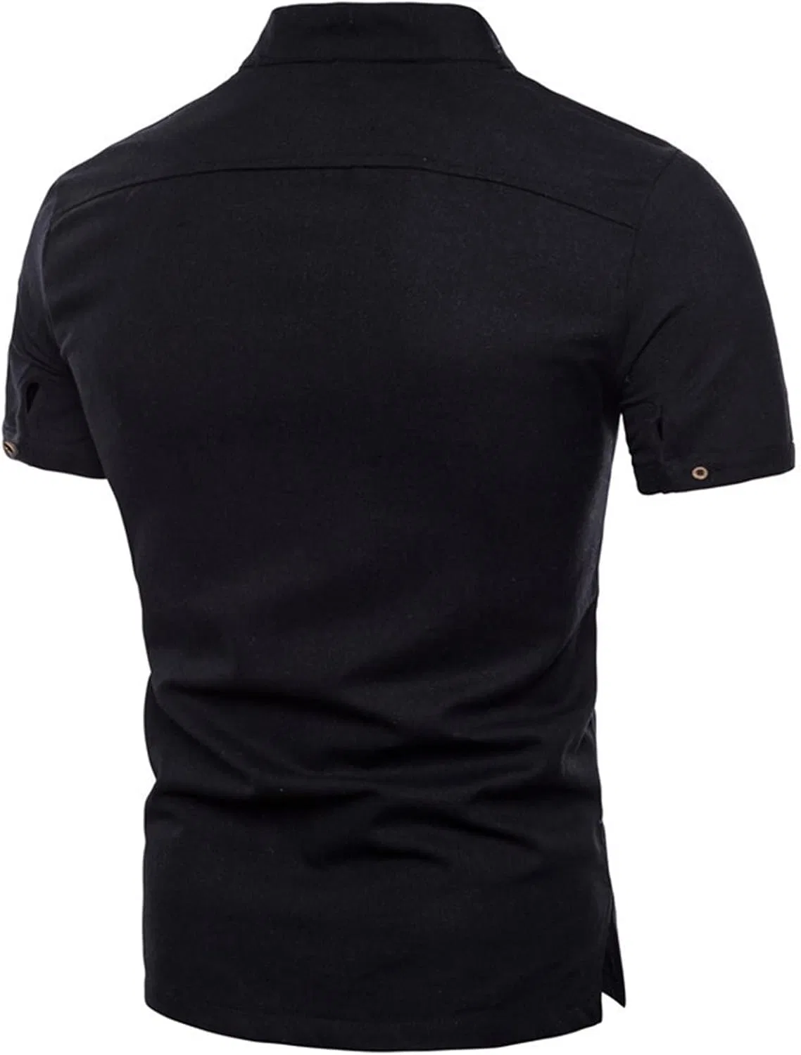 Мужская хлопковая рубашка-поло Henley Slim Fit, Black — фото 2