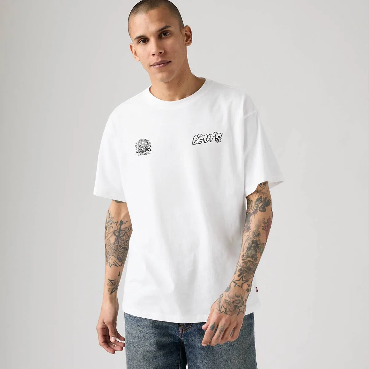 Винтажная футболка с графическим принтом Levi's, Levis Logo Grid White - White