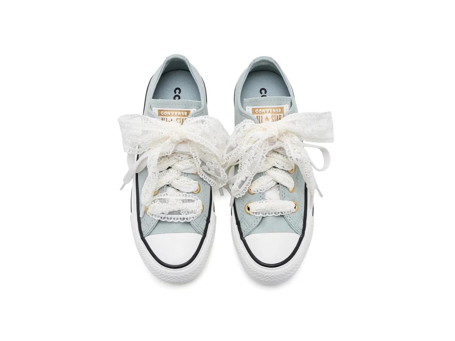 Кеды Chuck Taylor All Star Ox Lace (для детей постарше) Converse Kids, Pavemint/Metallic Light Gold — фото 3