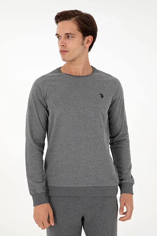 Мужские свитшот с длинным рукавом U.S. Polo Assn., Anthracite Melange — фото 3