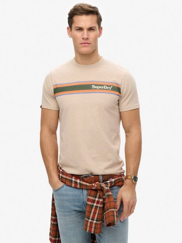 

Хлопчатобумажная футболка с логотипом regular fit с коротким рукавом Superdry, цвет Lavin Beige Marl