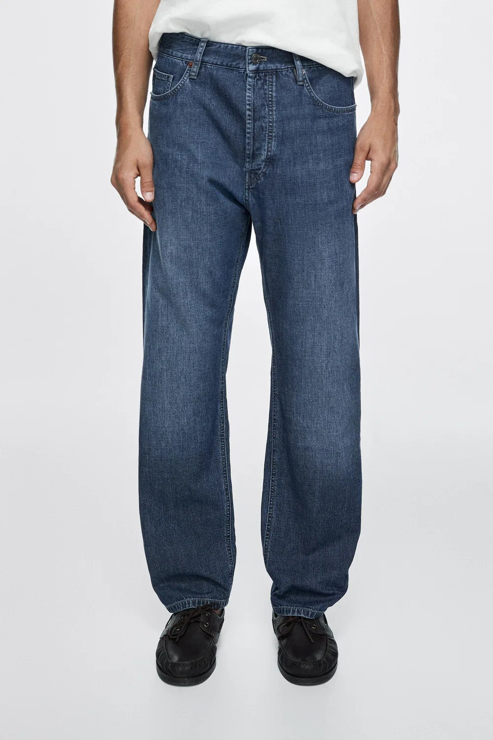 Легкие хлопковые джинсы прямого кроя Massimo Dutti, индиго — фото 2