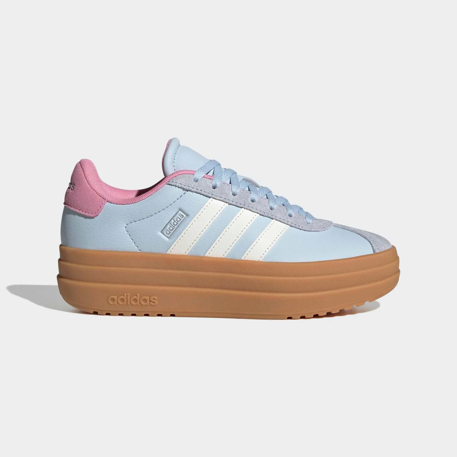 Детские кожаные кроссовки на платформе VL Court Bold Adidas Sportswear, Crystal Sky/Core White/St Tropic Bloom — фото 2