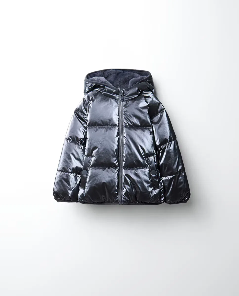 Детское пальто для девочек переливающееся двустороннее Abrigo reversible irisado Sfera, 820 Gris Medio