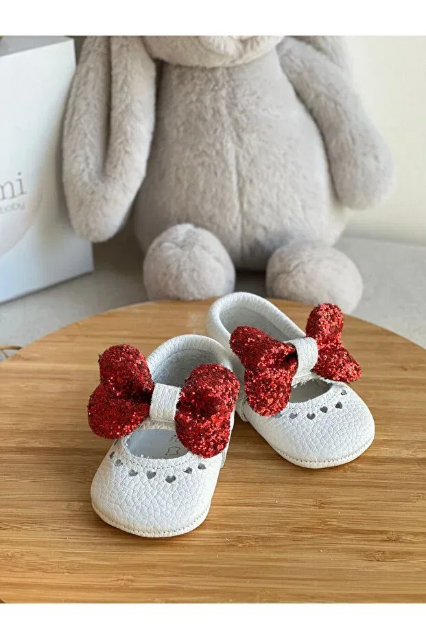 Детские мокасины для девочек с блестками Li Puna, Red White