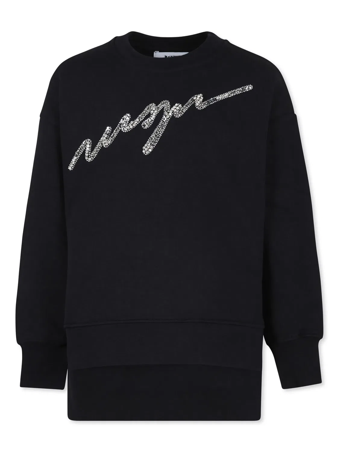 Платье с кристаллами и логотипом MSGM, черный