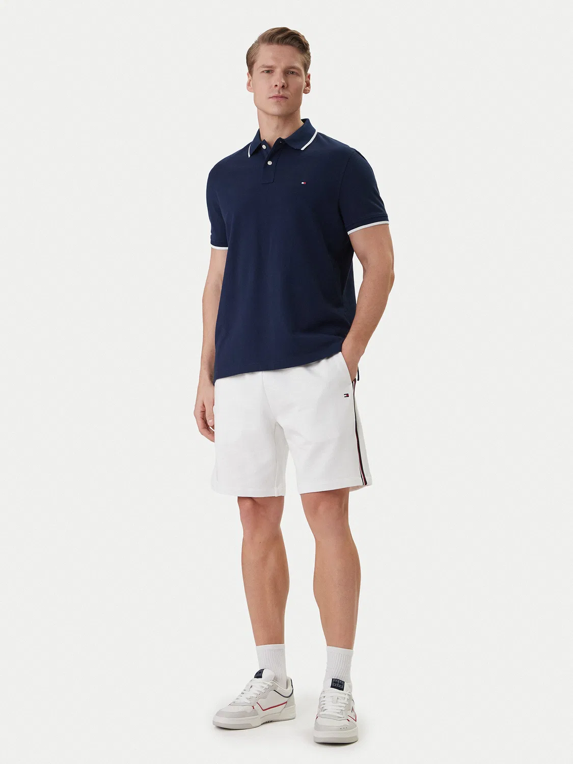 Мужские спортивные шорты стандартного кроя Global Stripe Tommy Hilfiger, белый — фото 2