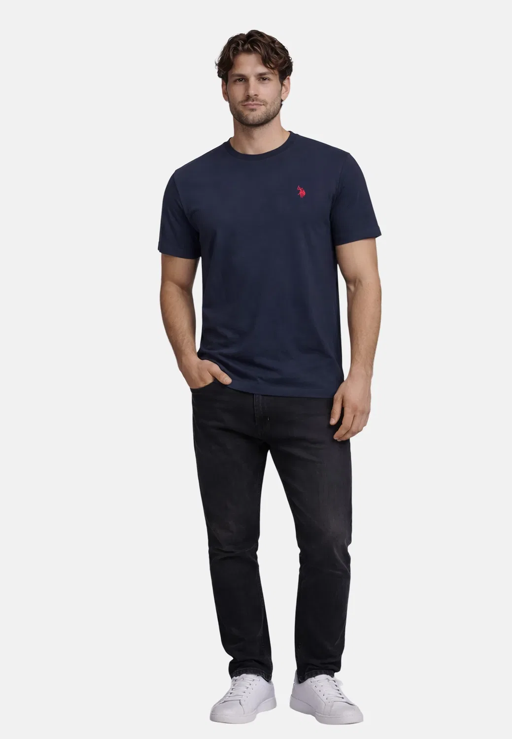 Мужская базовая хлопковая футболка P030 U.S. Polo Assn., Navy — фото 2