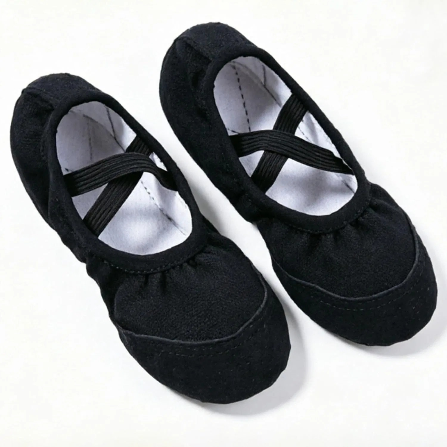 Детские балетки для девочек с принтом Canvas Ballet Shoes, Black — фото 4