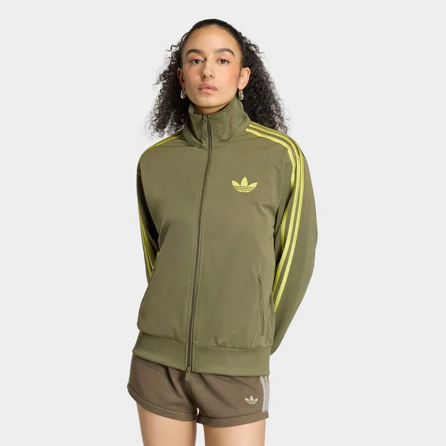 Худи на молнии ADIDAS ORIGINALS 'Firebird' в оливковом и яблочном цветах — фото 3