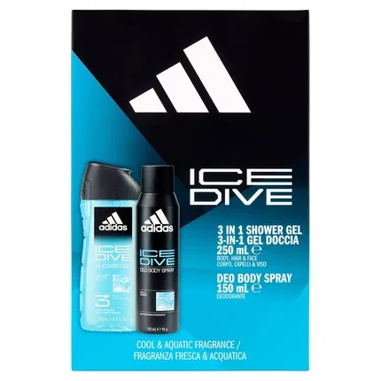 Подарочный набор Adidas Ice Dive: дезодорант-спрей 150 мл и гель для душа 3 в 1 250 мл
