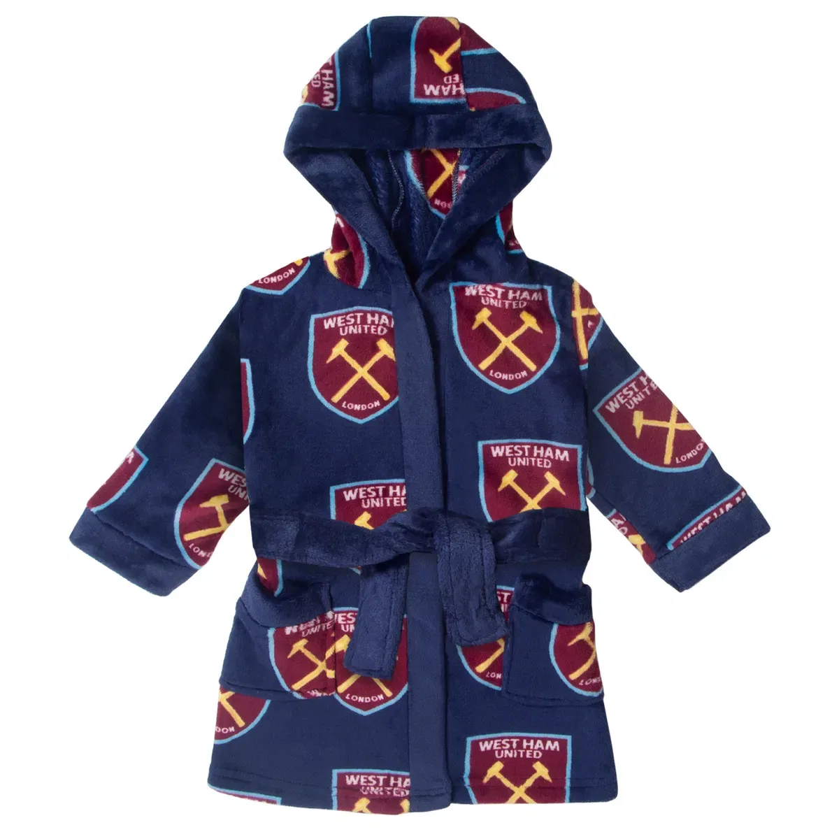 Детский махровый халат с капюшоном West Ham United Fc, Navy